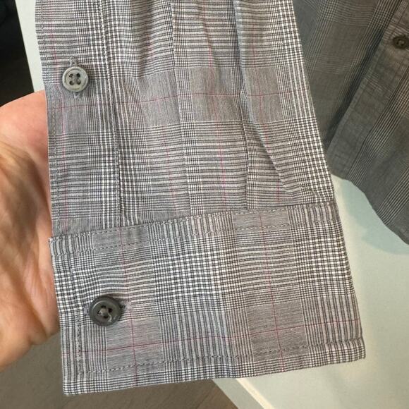 John Varvatos Gray Micro Stripe Plaid Button Down Shirt, Men's Size SMALL - Picture 5 of 7